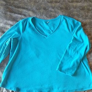 Turquoise fleece v-neck